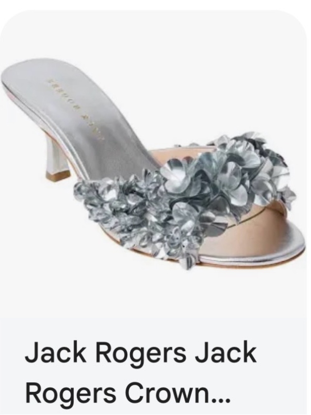 Jack Rogers Silver crown sequin kitten Heels, New w/ tags inbox size 9, sold out